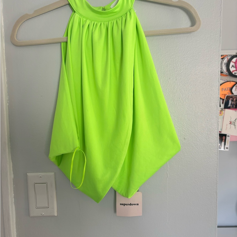 Superdown Neon Green Halter Top